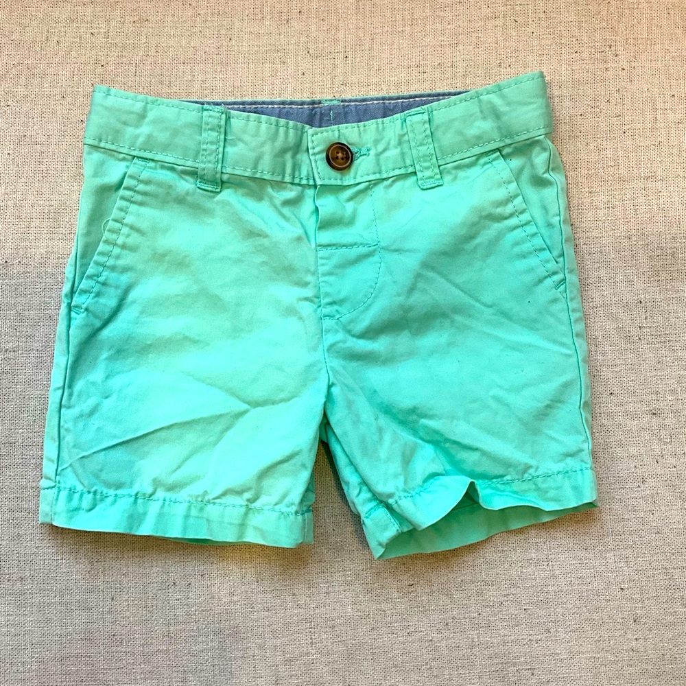 Boys Carters Summer Dress Shorts. Green/Teal. Size 18 months
